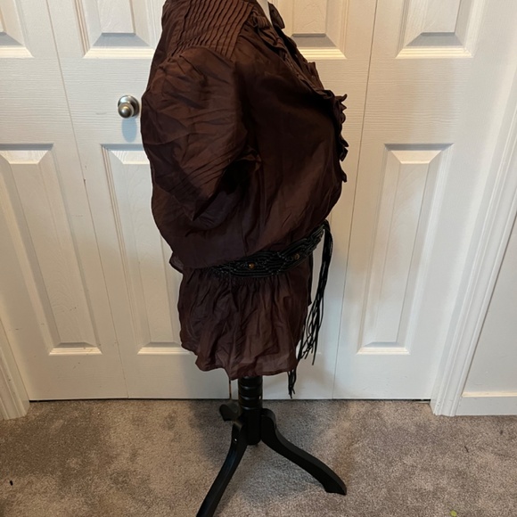 Bebe size L silk blend shirt with belt - Picture 9 of 14